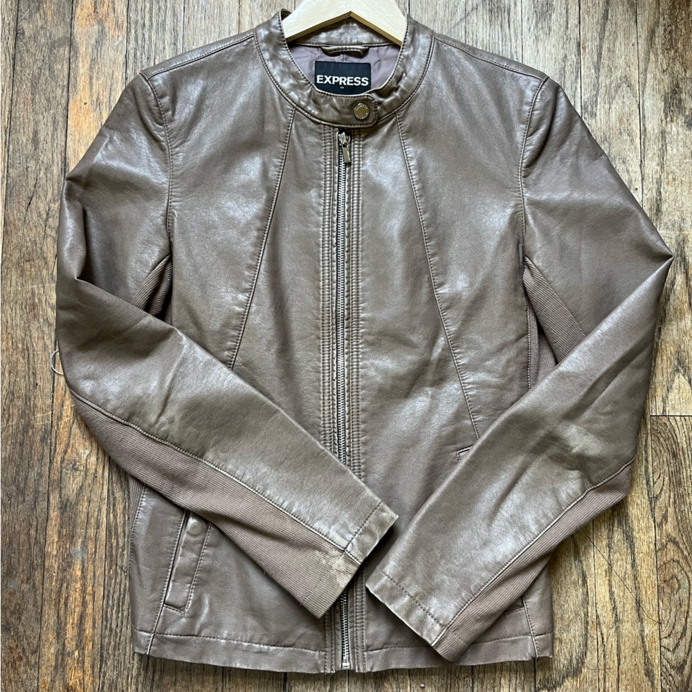 Express Taupe Leather Jacket